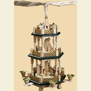 Christmas-Pyramids 3-tier Pyramids 3- tier Pyramid Nativity Scene natural wood - 16 inch - 40 cm