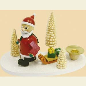 Lichterwelt Kerzenhalter Weihnachtsmann Kerzenhalter Weihnachtsmann mit Schlitten - 11 cm