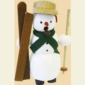 R�ucherm�nner Schneem�nner R�ucherm�nnchen Schneemann mit Skiern - 12 cm