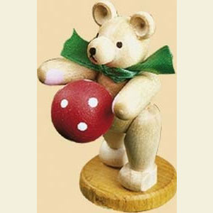 Small Figures & Ornaments Animals Bears Toybear natural wood - red Ball - 2 inch - 5,5 cm
