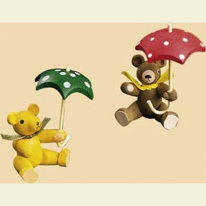 Small Figures & Ornaments Animals Bears Bear yellow with umbrella - 2 inch - 6 cm