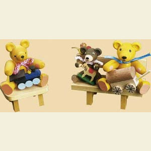 Kleine Figuren & Miniaturen Tiere B�ren Spielb�r auf Gartenbank - 5,5 cm