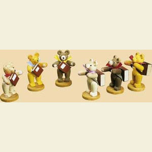 Small Figures & Ornaments Animals Bears Student-Bear - natural wood with book - 2 inch - 5,5 cm