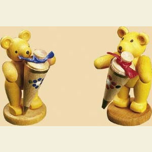 Kleine Figuren & Miniaturen Tiere B�ren Sch�lerb�r - Zuckert�te, blaue Schleife - 5,5 cm
