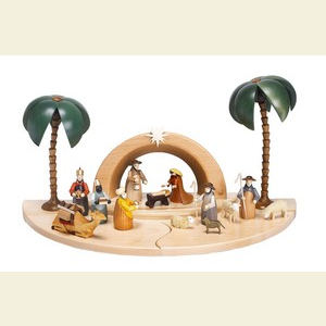 Kleine Figuren & Miniaturen Krippen Weihnachtskrippe mit lasierten Figuren