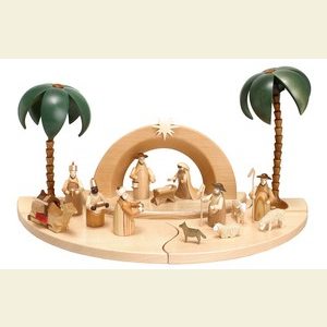 Kleine Figuren & Miniaturen Krippen Weihnachtskrippe mit naturfarbenen Figuren