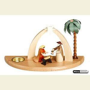 Lichterwelt Kerzenhalter Christi Geburt Kerzenhalter Weihnachtskrippe - 17cm
