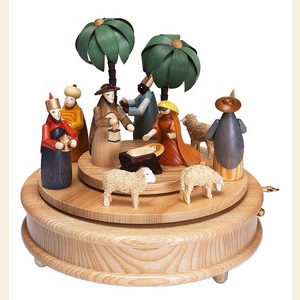 Spieldosen Weihnachten Spieldose Krippe farbenfroh - 23 cm
