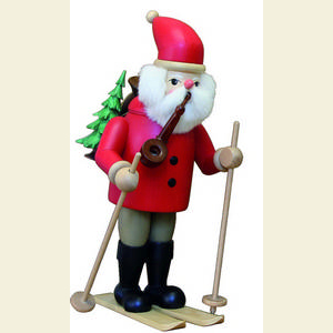 R�ucherm�nner Weihnachtsm�nner R�ucherm�nnchen Weihnachtsmann mit Ski - rot - 52 cm