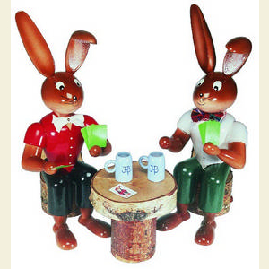 Kleine Figuren & Miniaturen Tiere Hasen Hasenduo - Kartenspieler - 22 cm