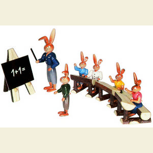 Kleine Figuren & Miniaturen Tiere Hasen Hasenschule - 5 Kinder und Lehrer - 11 cm