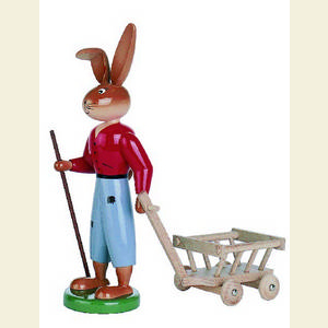 Kleine Figuren & Miniaturen Tiere Hasen Hase mit Handwagen - 25 cm