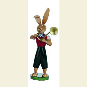 Kleine Figuren & Miniaturen Tiere Hasen Hasen Musikant m. Posaune  - 25 cm