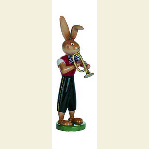 Kleine Figuren & Miniaturen Tiere Hasen Hasen Musikant m.Trompete - 25 cm