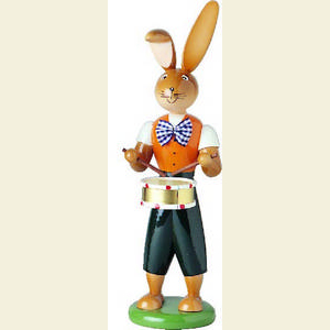Kleine Figuren & Miniaturen Tiere Hasen Hasen Musikant m. Trommel - 25 cm