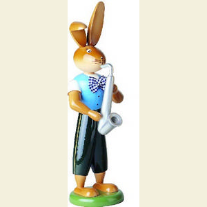 Kleine Figuren & Miniaturen Tiere Hasen Hasen Musikant m. Saxophon - 25 cm