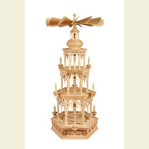 Christmas-Pyramids 3-tier Pyramids 3-tier Pyramid electrical - blank - without figurines, Gothic - 100 cm / 39 inches