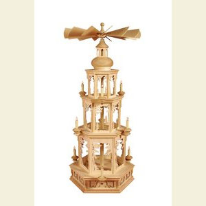 Weihnachtspyramiden 3-st�ckige Pyramiden 3-st�ckige Pyramide elektrisch - unbest�ckt, Waldmotiv - 100 cm