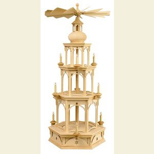 Christmas-Pyramids 3-tier Pyramids 3-tier Pyramid electrical - blank - without figurines, Star motif - 100 cm / 39 inches