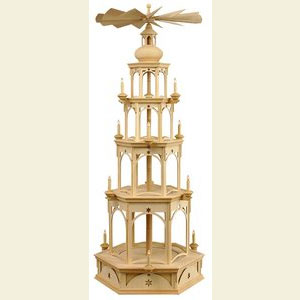 Christmas-Pyramids 4-tier Pyramids 4-tier Pyramid - blank - without figurines, Star motif - 134 cm / 53 inches