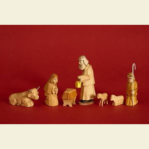 Weihnachtspyramiden Zubeh�r Best�ckung f�r 4-st�ckige Pyramiden - KRIPPE (gewachst) - 17-teilig