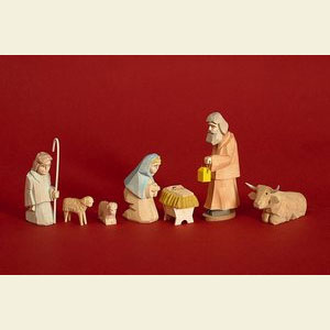 Christmas-Pyramids Accessories Figurine Set for 4-tier Pyramid - NATIVITY (coloured) - 17 pcs.