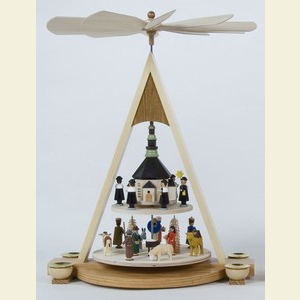 Christmas-Pyramids 2-tier Pyramids 2-tier pyramid - Seiffen Church with Carolers - 43cm / 17 inch