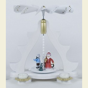 Christmas-Pyramids 1-tier Pyramids 1-tier pyramid - for tealights - Winterkinder white - 36cm / 14 inch