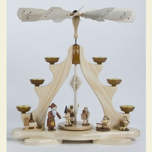 Weihnachtspyramiden 1-st�ckige Pyramiden 1-st�ckige Pyramide Teelichtpyramide Engel und Weihnachtsmann - 44cm