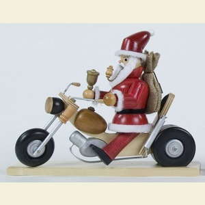 Smokers Santa Claus Smoker Santa on motorbike - 21cm / 8 inch