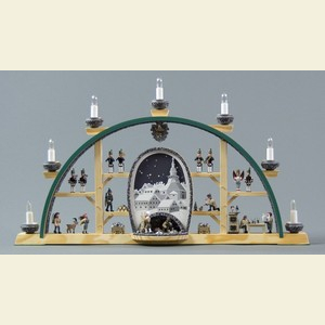 Schwibb�gen Alle Schwibb�gen Schwibbogen - Szenen aus dem Erzgebirge mit Seiffener Kirche - 72 x 41cm