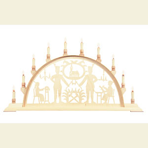 Candle Arches Fret Saw Work Candle Arch - Miner with Church - 78cm x 42cm / 31 x 17 inches