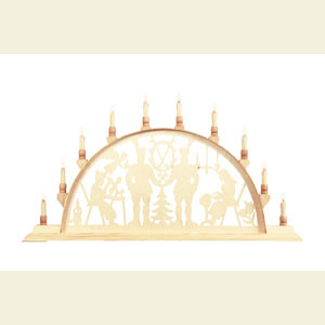 Candle Arches Fret Saw Work Candle Arch - Miner with coat of arms - 78cm x 42cm / 31 x 17 inches