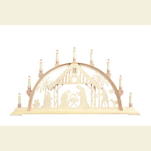 Schwibb�gen Laubs�gearbeiten Schwibbogen - Christi Geburt mit Licht - 78cm x 42cm