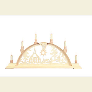 Schwibb�gen Laubs�gearbeiten Schwibbogen - Seiffener Kirche mit Licht - 63cm x 32cm