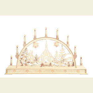 Candle Arches Fret Saw Work Candle Arch - Seiffen Church with base - 78cm x 45cm / 31 x 18 inches