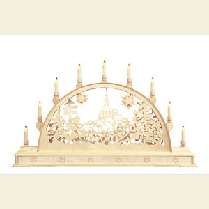Schwibb�gen Laubs�gearbeiten Schwibbogen - Schneeberger Kirche mit Sockel - 78cm x 45cm