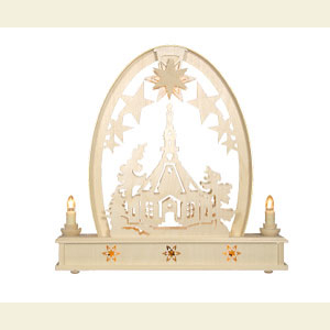 Schwibb�gen Laubs�gearbeiten Seidelbogen Seiffener Kirche - 36cm x 37cm