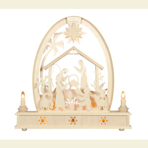 Schwibb�gen Laubs�gearbeiten Seidelbogen Krippe - 36cm x 37cm