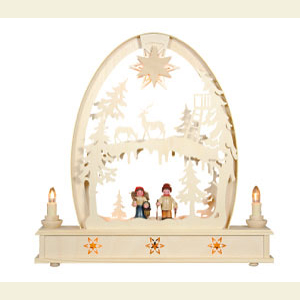 Candle Arches Fret Saw Work Seidel Arch Forest Scene - 36cm x 34cm / 14 x 13 inches