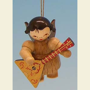 Small Figures & Ornaments Tree Ornaments Angel Ornaments Floating Angels - natural Angel with balalaika - natural colors - floating - 5,5cm / 2,1 inch