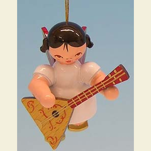 Small Figures & Ornaments Tree Ornaments Angel Ornaments Floating Angels - red wings Angel with balalaika - Red Wings - floating - 5,5cm / 2,1 inch