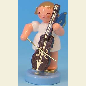 Engel Engel - blaue Fl�gel - klein Engel mit Cello - Blaue Fl�gel - stehend - 6cm