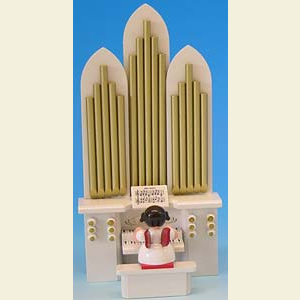 Engel Engel - rote Fl�gel - klein Engel an der Orgel mit Spielwerk 