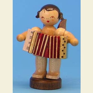 Angels Angels - natural - small Angel with accordion - natural colors - standing - 6cm / 2,3 inch