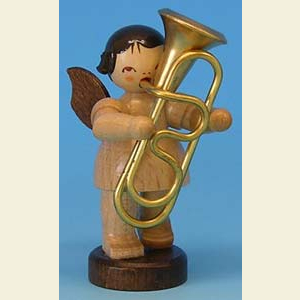 Angels Angels - natural - small Angel with tuba - natural colors - standing - 6cm / 2,3 inch