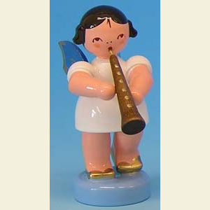 Angels Angels - blue wings - small Angel with oboe - Blue Wings - standing - 6cm / 2,3 inch
