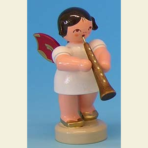 Angels Angels - red wings - small Angel with oboe - Red Wings - standing - 6cm / 2,3 inch