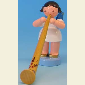 Engel Engel - blaue Fl�gel - klein Engel mit Alphorn - Blaue Fl�gel - stehend - 6cm