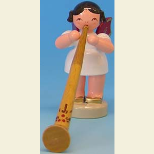 Engel Engel - rote Fl�gel - klein Engel mit Alphorn - Rote Fl�gel - stehend - 6cm